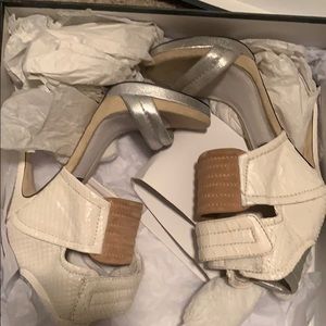 New white high heel stilettos sandals